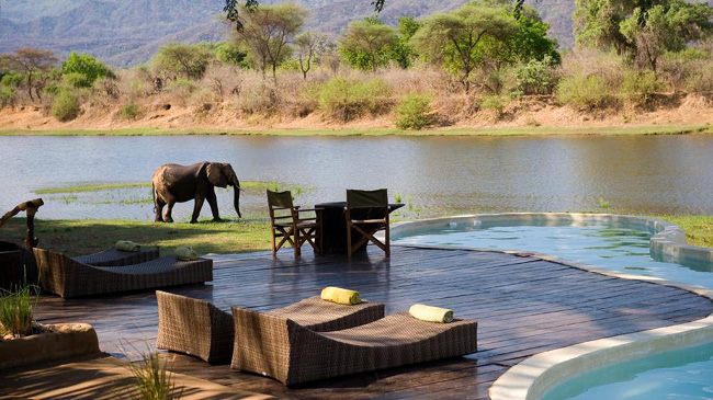 Chongwe River House pool in Zambia, Africa